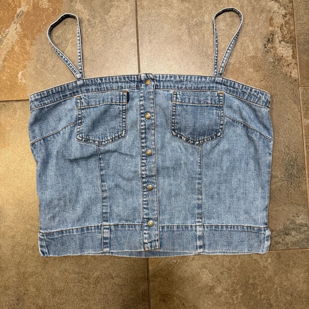 Lauren Jeans Co Ralph Lauren Denim Corset Tank Top Sz 6 - Picture 2 of 8